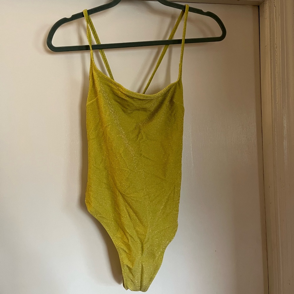 H&M green sparkle one piece swimsuit NWOT size M